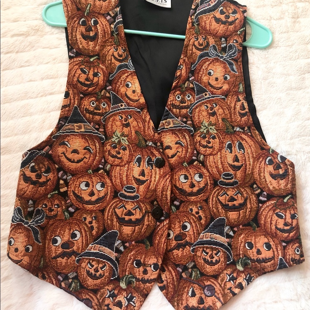 Vintage 90s Halloween Embroidered Tapestry Vest